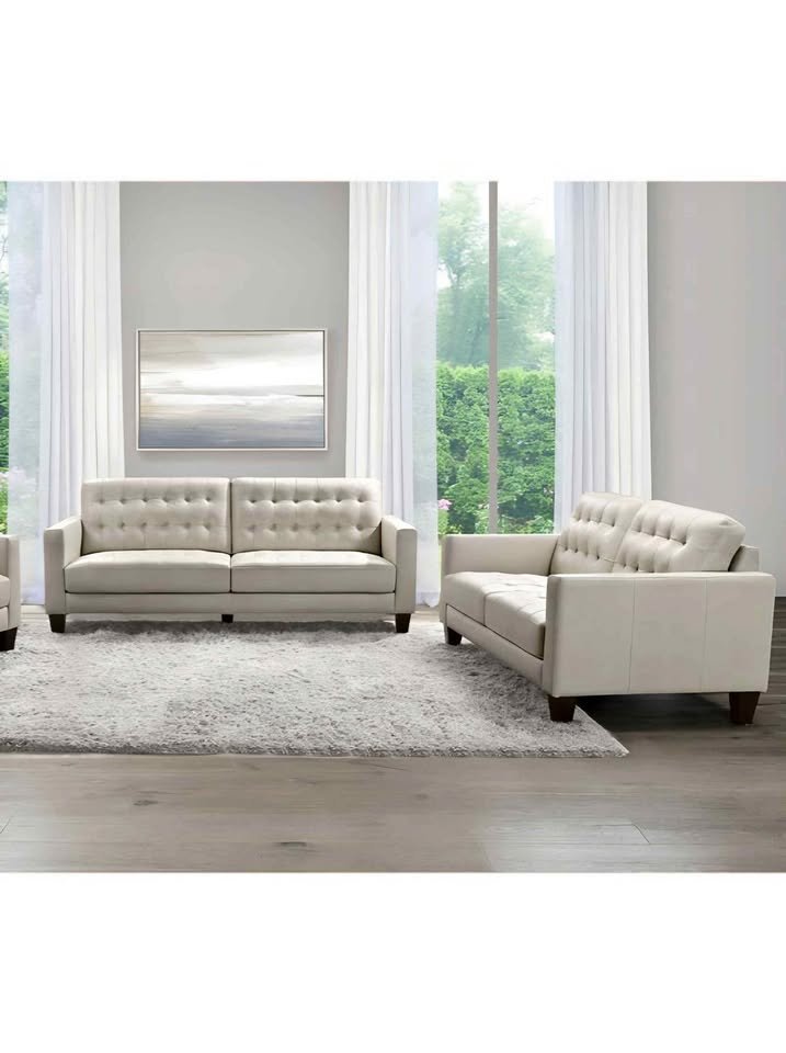 Carabella 2-piece Leather Set - Sofa, Loveseat ( Cream )