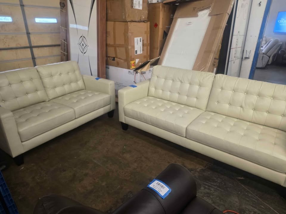 Carabella 2-piece Leather Set - Sofa, Loveseat ( Cream ) - Image 6