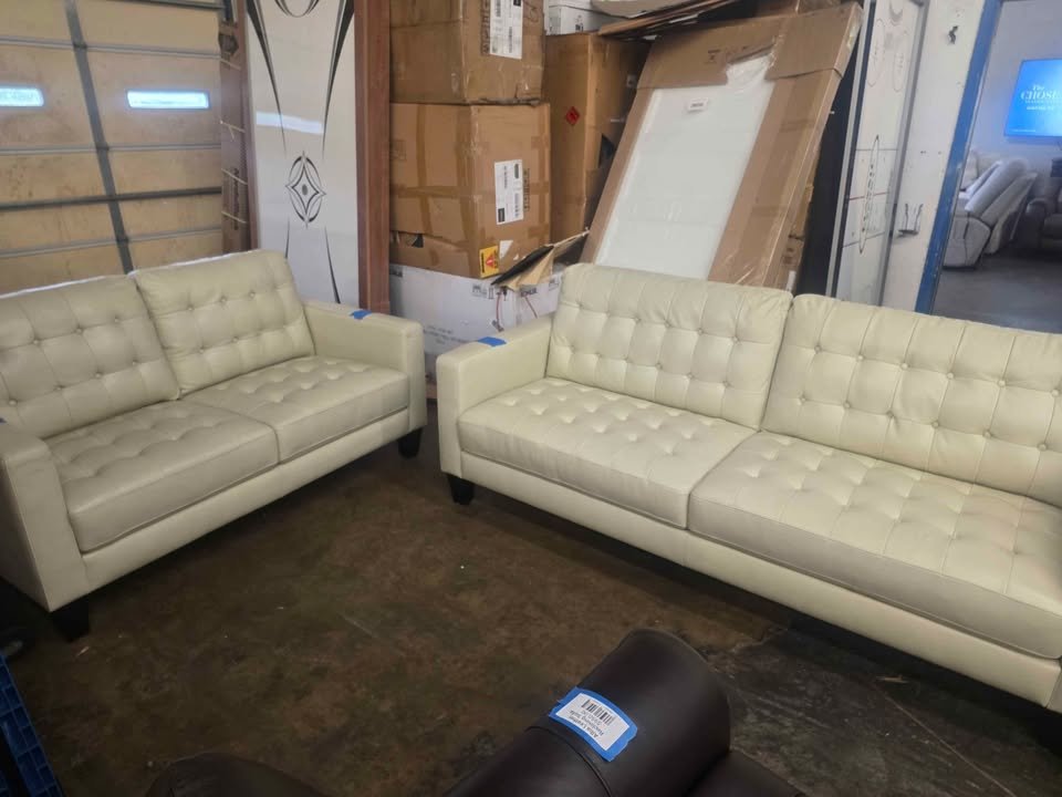 Carabella 2-piece Leather Set - Sofa, Loveseat ( Cream ) - Image 7