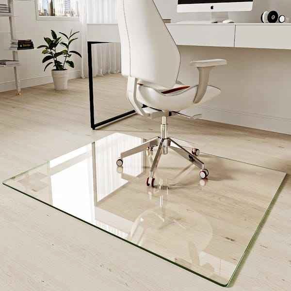 48 x 60 Rectangle Tempered Glass Chair Mat Crystal Clear Heavy Duty Hardwood and Carpet Office