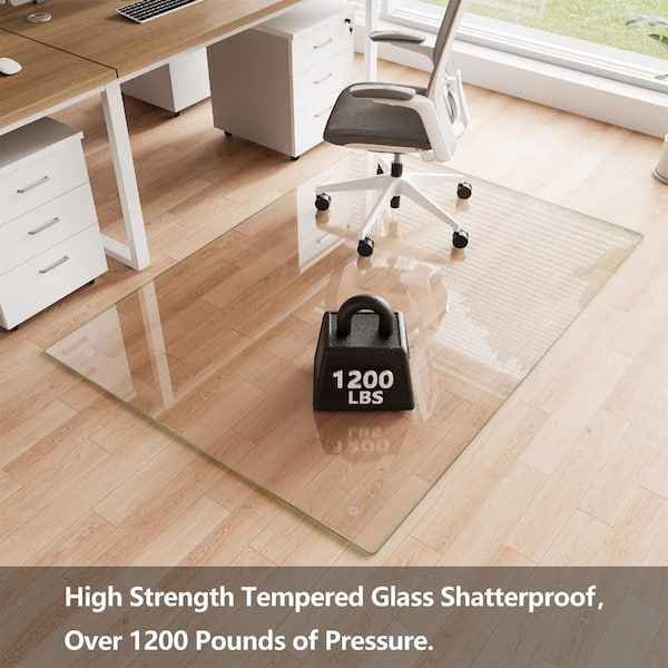 48 x 60 Rectangle Tempered Glass Chair Mat Crystal Clear Heavy Duty Hardwood and Carpet Office - Image 2