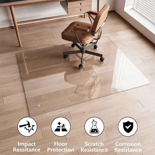 48 x 60 Rectangle Tempered Glass Chair Mat Crystal Clear Heavy Duty Hardwood and Carpet Office - Image 3