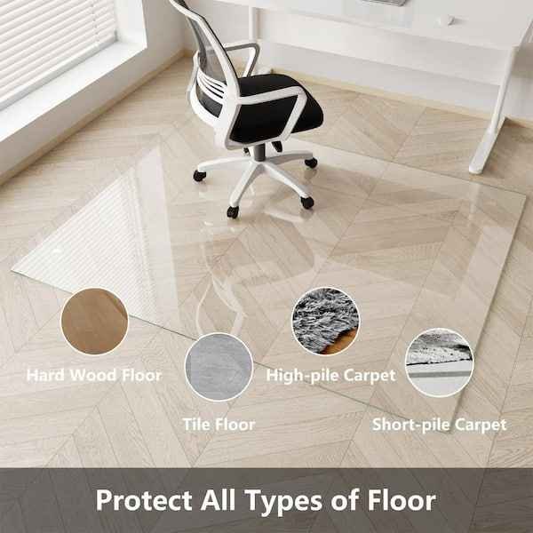 48 x 60 Rectangle Tempered Glass Chair Mat Crystal Clear Heavy Duty Hardwood and Carpet Office - Image 4
