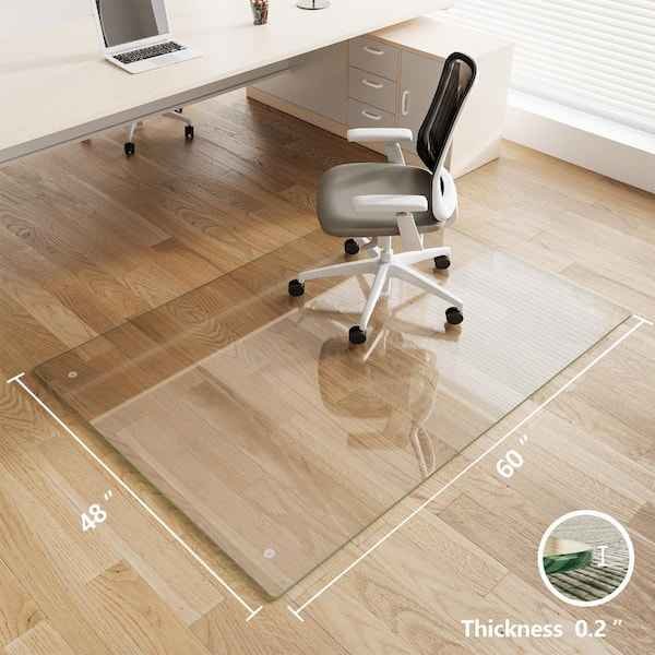 48 x 60 Rectangle Tempered Glass Chair Mat Crystal Clear Heavy Duty Hardwood and Carpet Office - Image 5
