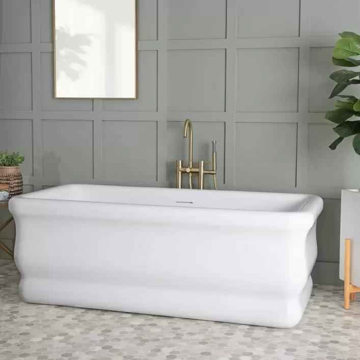 Brighton 67 Inch Matte White Acrylic Double Ended Freestanding Tub - Image 2