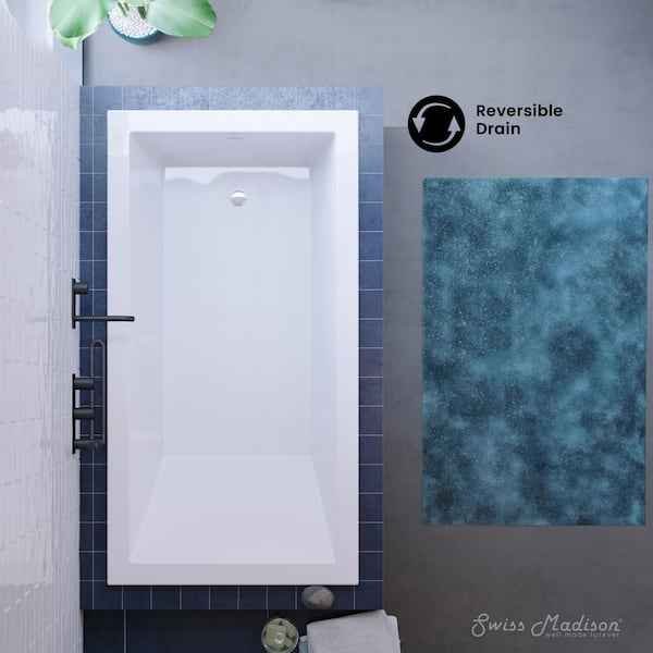 Voltaire 60 in. x 36 in. Acrylic Drop-In Reversible Drain Bathtub in White - Image 4