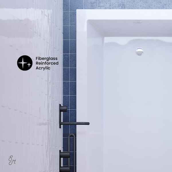Voltaire 60 in. x 36 in. Acrylic Drop-In Reversible Drain Bathtub in White - Image 5