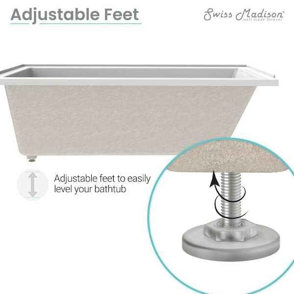 Voltaire 60 in. x 36 in. Acrylic Drop-In Reversible Drain Bathtub in White - Image 7
