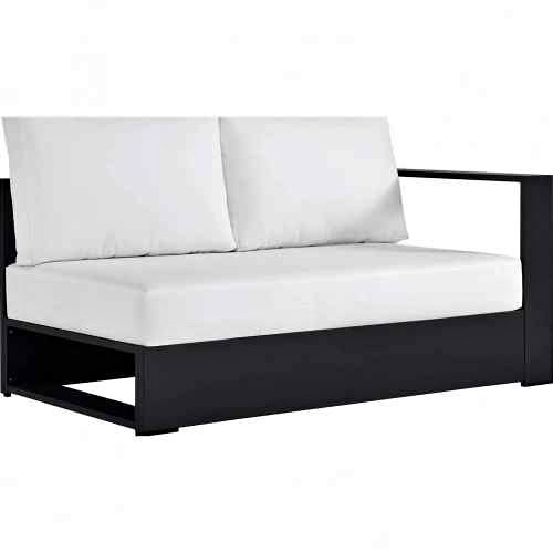 Modway Tahoe Outdoor Modular Right Facing Loveseat in Gray Aluminum & White Fabric EEI-6630-GRY-WHI