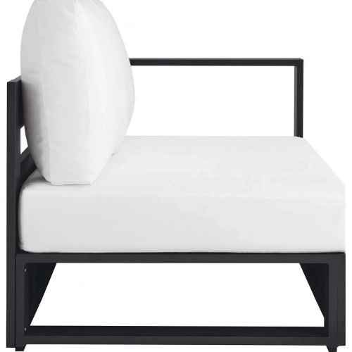 Modway Tahoe Outdoor Modular Right Facing Loveseat in Gray Aluminum & White Fabric EEI-6630-GRY-WHI - Image 3