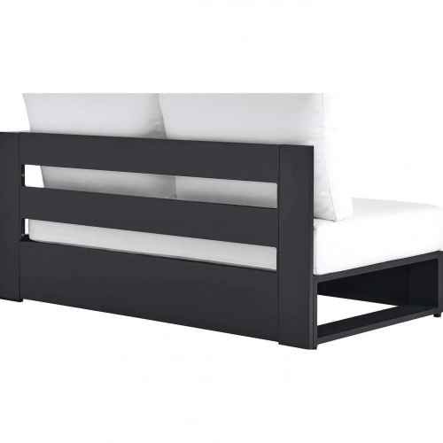 Modway Tahoe Outdoor Modular Right Facing Loveseat in Gray Aluminum & White Fabric EEI-6630-GRY-WHI - Image 4