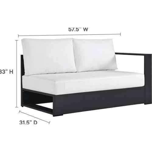 Modway Tahoe Outdoor Modular Right Facing Loveseat in Gray Aluminum & White Fabric EEI-6630-GRY-WHI - Image 5