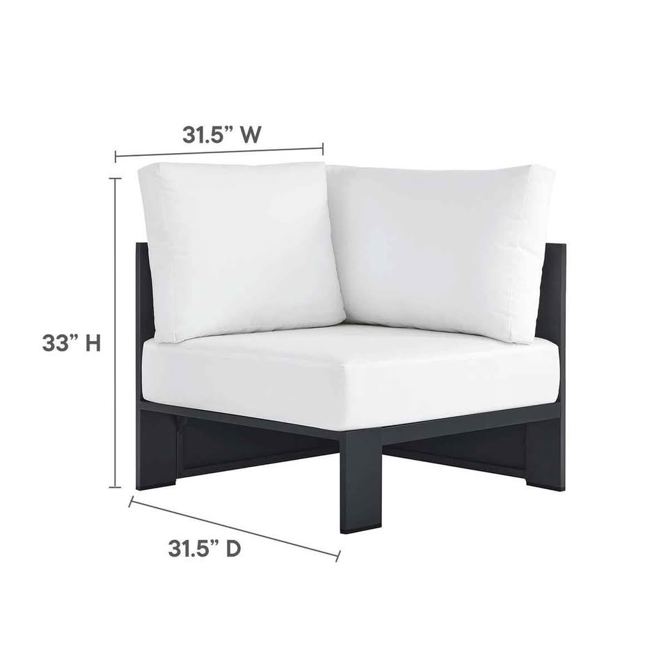 Modway Tahoe Outdoor Modular Right Facing Loveseat in Gray Aluminum & White Fabric EEI-6630-GRY-WHI - Image 6