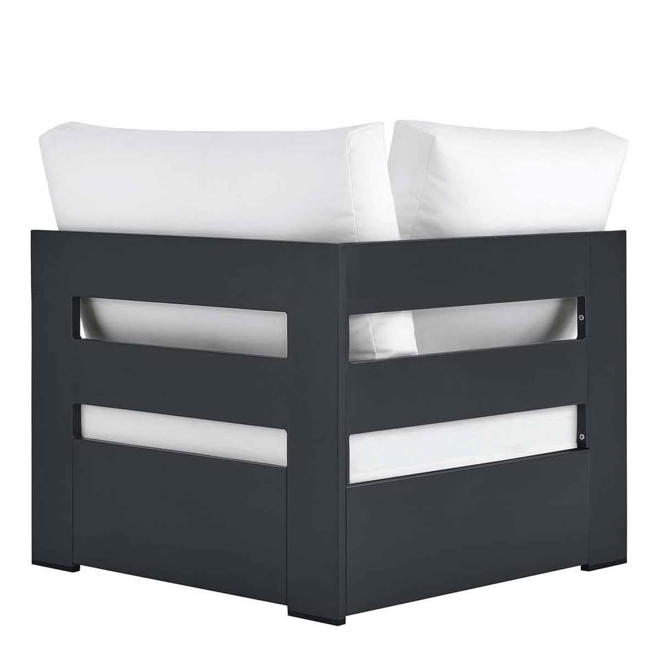 Modway Tahoe Outdoor Modular Right Facing Loveseat in Gray Aluminum & White Fabric EEI-6630-GRY-WHI - Image 7