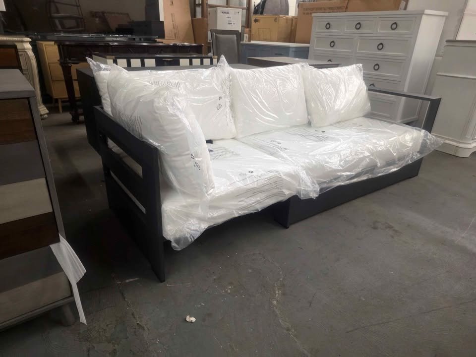 Modway Tahoe Outdoor Modular Right Facing Loveseat in Gray Aluminum & White Fabric EEI-6630-GRY-WHI - Image 8