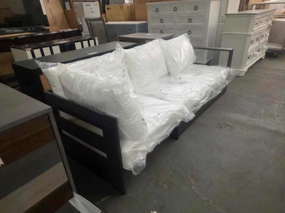 Modway Tahoe Outdoor Modular Right Facing Loveseat in Gray Aluminum & White Fabric EEI-6630-GRY-WHI - Image 9